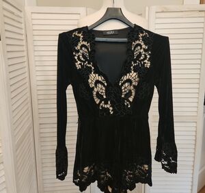 AKIRA Black Velvet Romper Size S